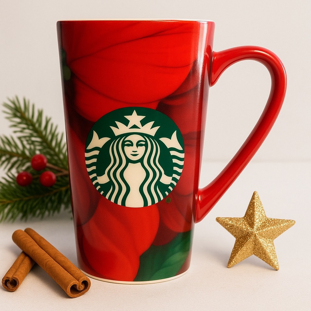 Starbucks 2020 Red Floral Poinsettia Mug – 16 oz